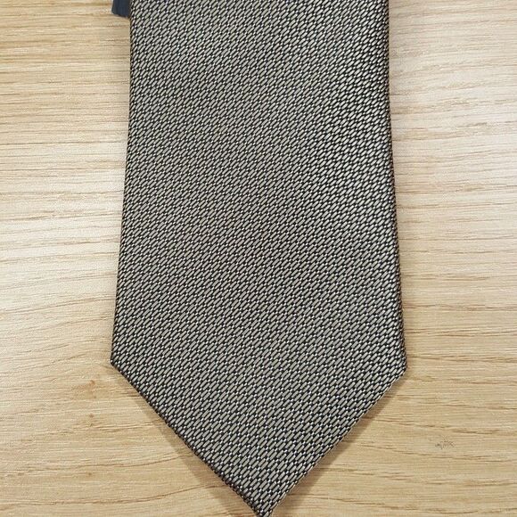 ALFANI Mens Neck Tie Tan Geo Micro Weave Classic Pointed - Picture 1 of 6